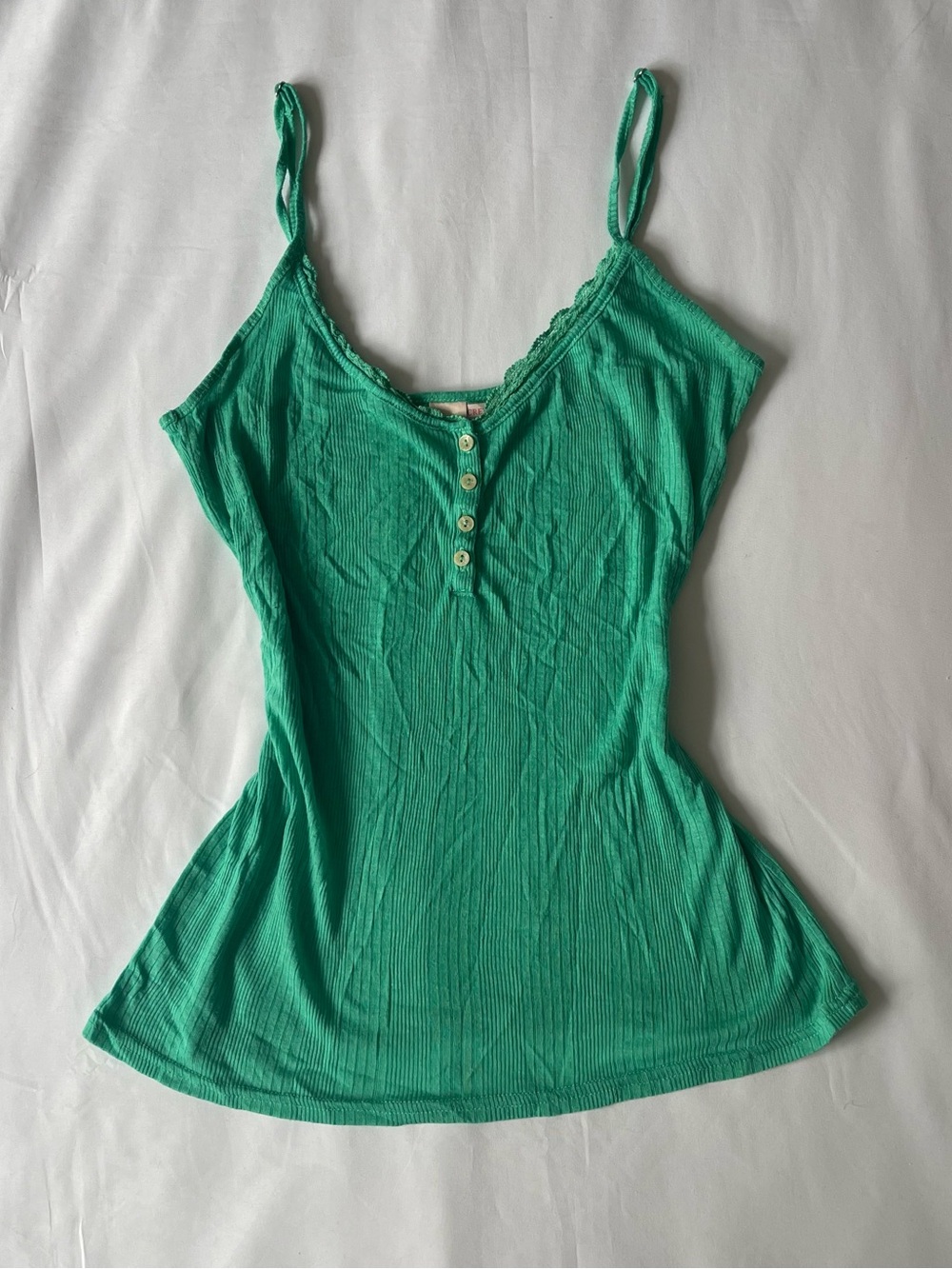 Victoria's Secret Emerald Green Ribbed Henley Cami